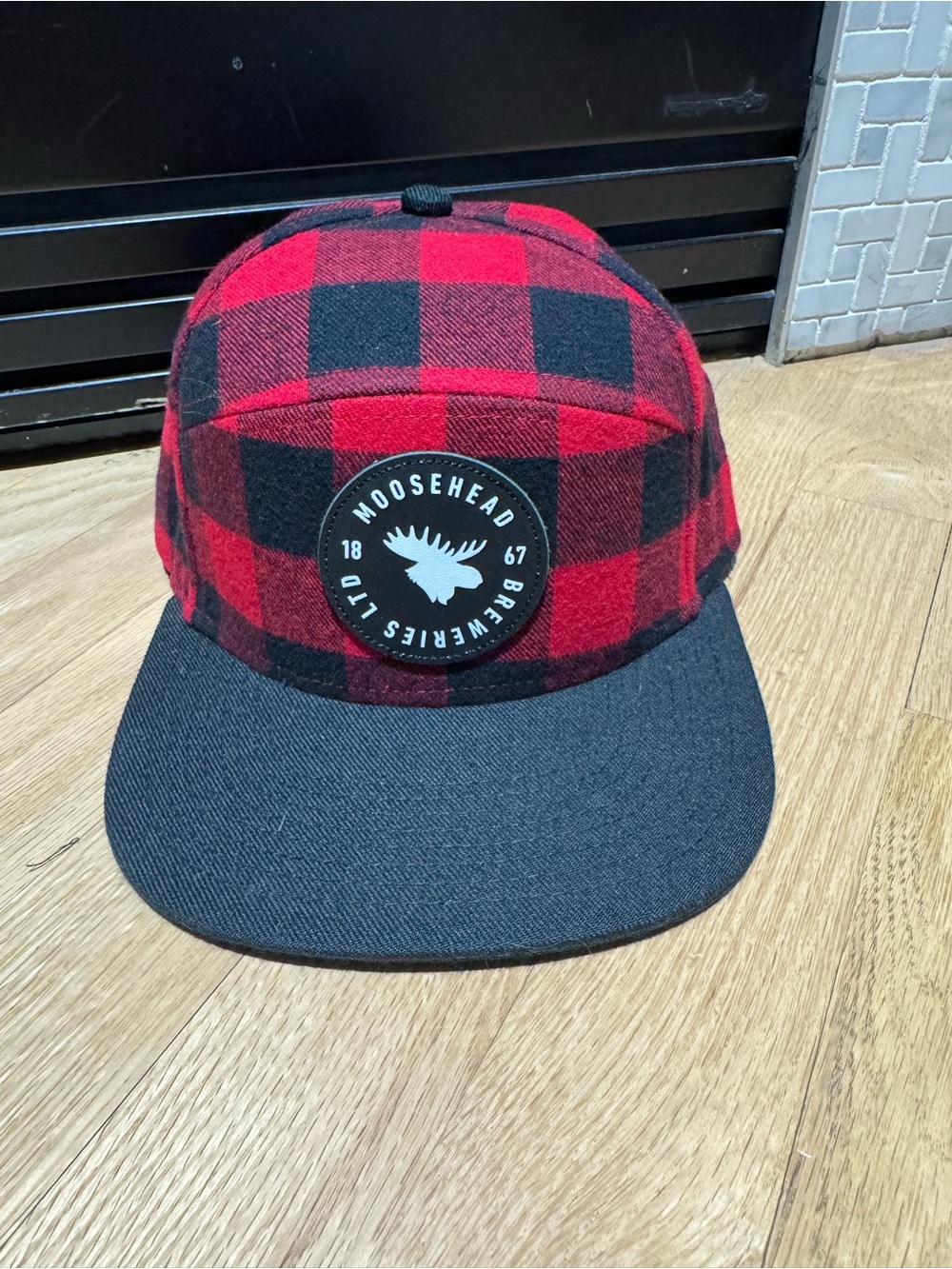 Moosehead Plaid Snapback Hat - Red & Black